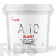Краска фасадная акриловая АКВЕСТ-10 Стандарт, супербелая, матовая, 14 кг - фото