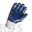 Перчатки х\б, покрытие ладони - НИТРИЛ, полный облив, манжет мягкий, синий. - фото