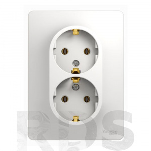 Розетка двойная 2К+З белая Schneider Electric Glossa - фото