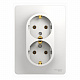 Розетка двойная 2К+З белая Schneider Electric Glossa - фото