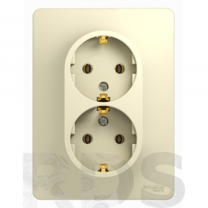 Розетка двойная 2К+3 бежевая Schneider Electric Glossa GSL000224 - фото