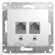 Розетка  двойная RJ45+RJ11 белая Schneider Electric Glossa GSL000185 - фото