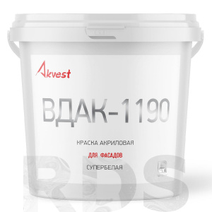 Краска фасадная акриловая АКВЕСТ ВДАК-1190, супербелая, матовая, 45кг