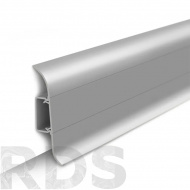 Плинтус напольный с центральной планкой 55 мм, 2,2 м, "Идеал Классик", 081 металлик серебристый - фото