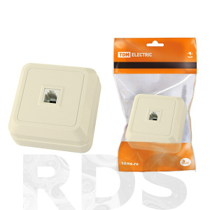 Розетка RJ-11 открытой установки, IP20, слоновая кость, 