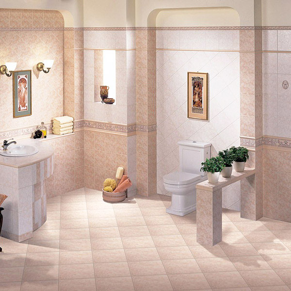 Оформление ванной комнаты керамогранитом Cersanit - фото